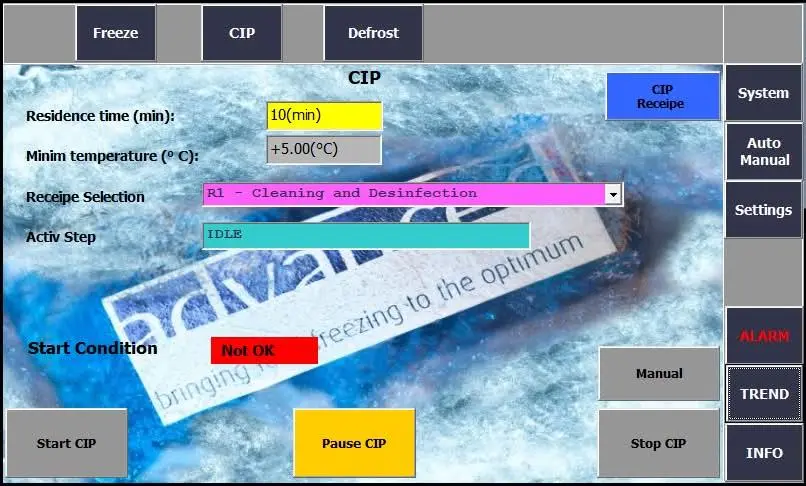 Parametrizarea și diagnosticarea sistemului Spiral Freezer