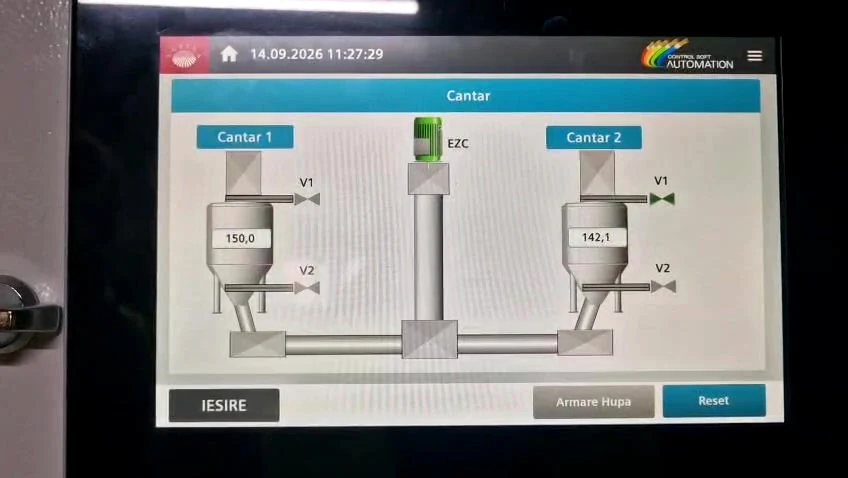 HMI interface for the two 150 kg industrial scales